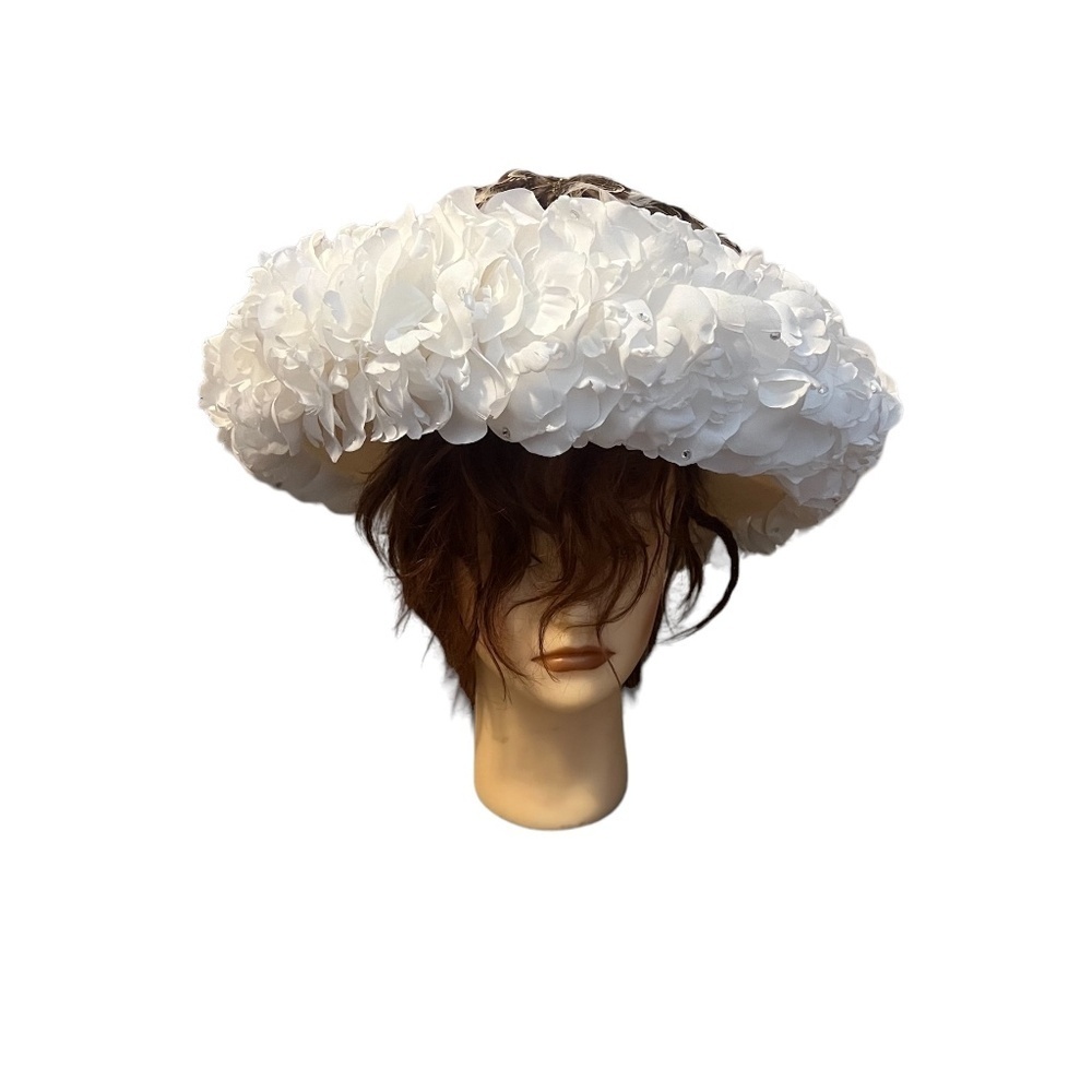 MYSHA, Designed by B. Michael, Vintage Feathers Bucket Hat with flower Petals